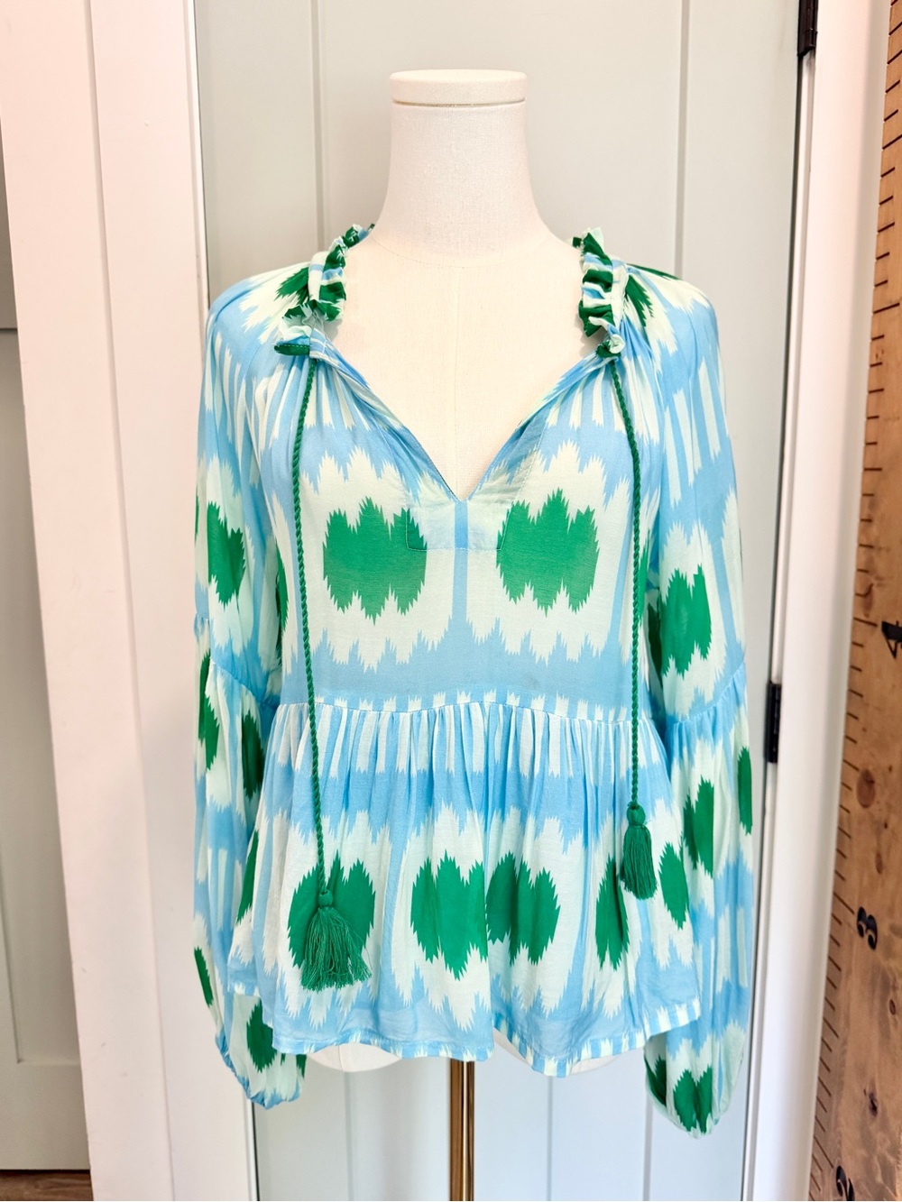 Oliphant Ikat Block Print Blouse Top XS